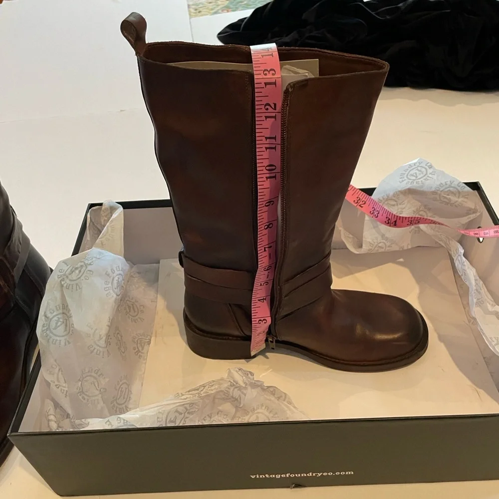 9  Vintage Foundry Co. Cognac Brown Leather Mid-calf Boots  *Philippa* - Picture 5 of 15